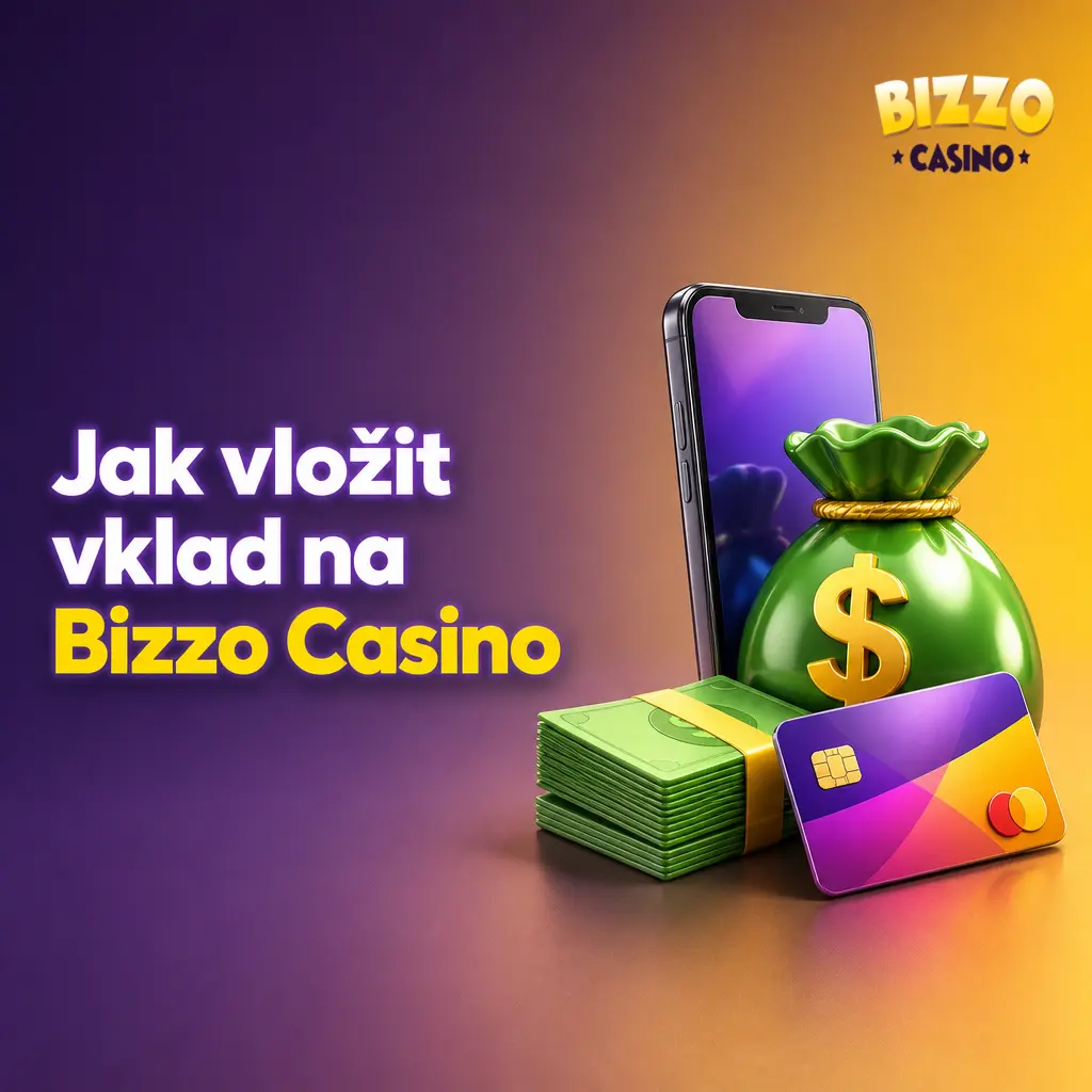 Návod krok za krokem, jak vložit vklad na Bizzo Casino pomocí karty, e-peněženky nebo kryptoměny v sekci Pokladna.