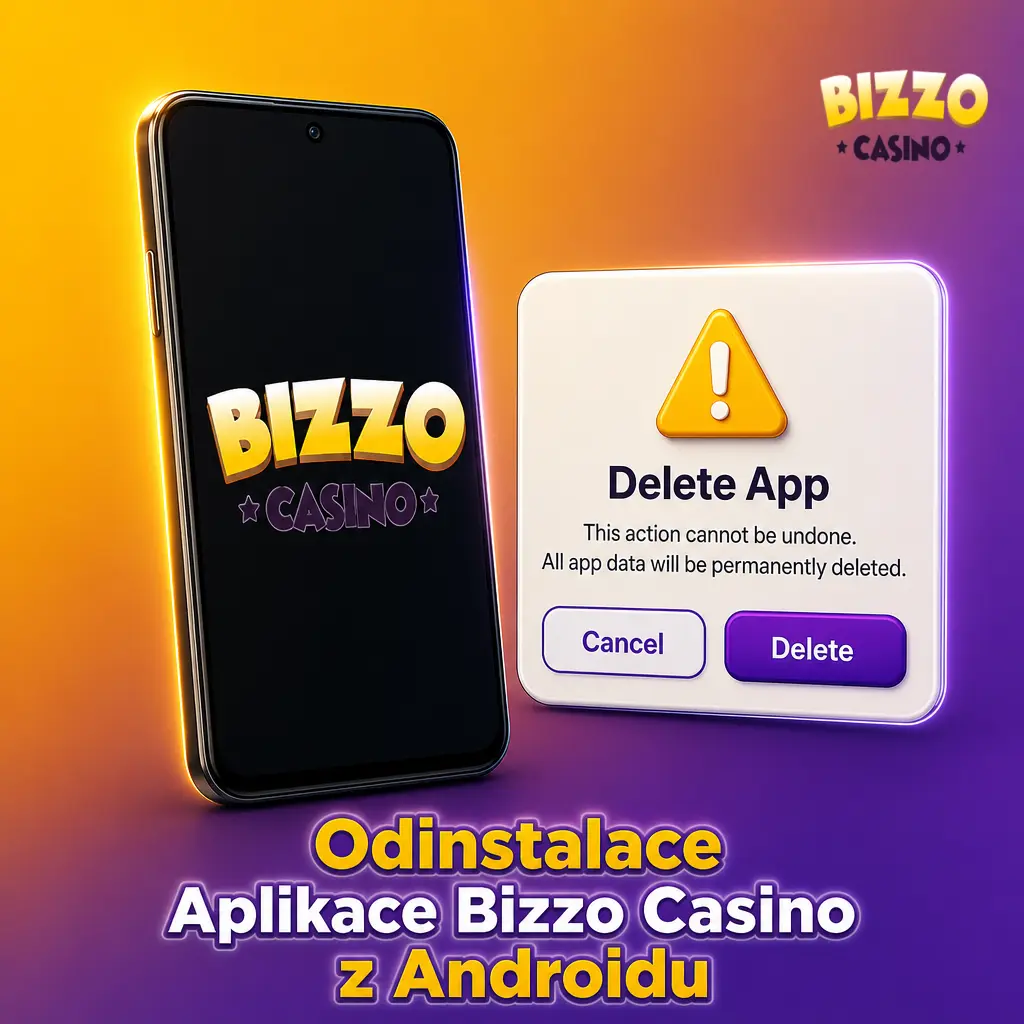 Návod na odinstalaci aplikace Bizzo Casino z telefonu s Androidem pomocí podržení ikony a volby Odinstalovat.