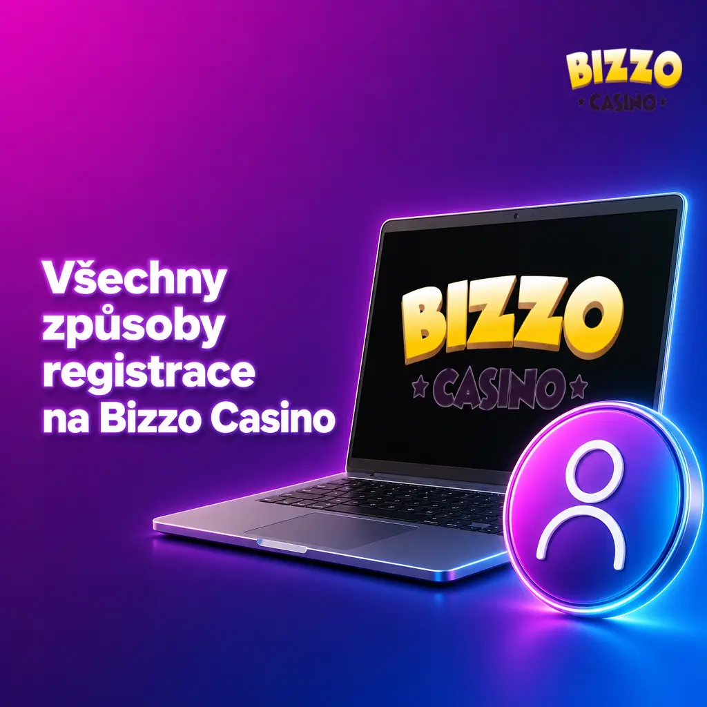 Přehled způsobů registrace na Bizzo Casino: e-mailem, telefonním číslem přes SMS nebo jedním kliknutím přes Google.
